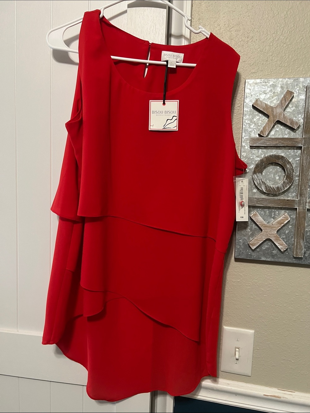 NWT Bisou Bisou Vibrant Red Asymmetrical Layered Dress